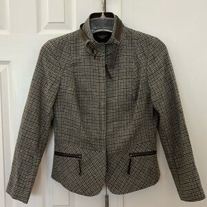 Talbots Women’s Full Zip Tweed Houndstooth Jacket Wool Blend